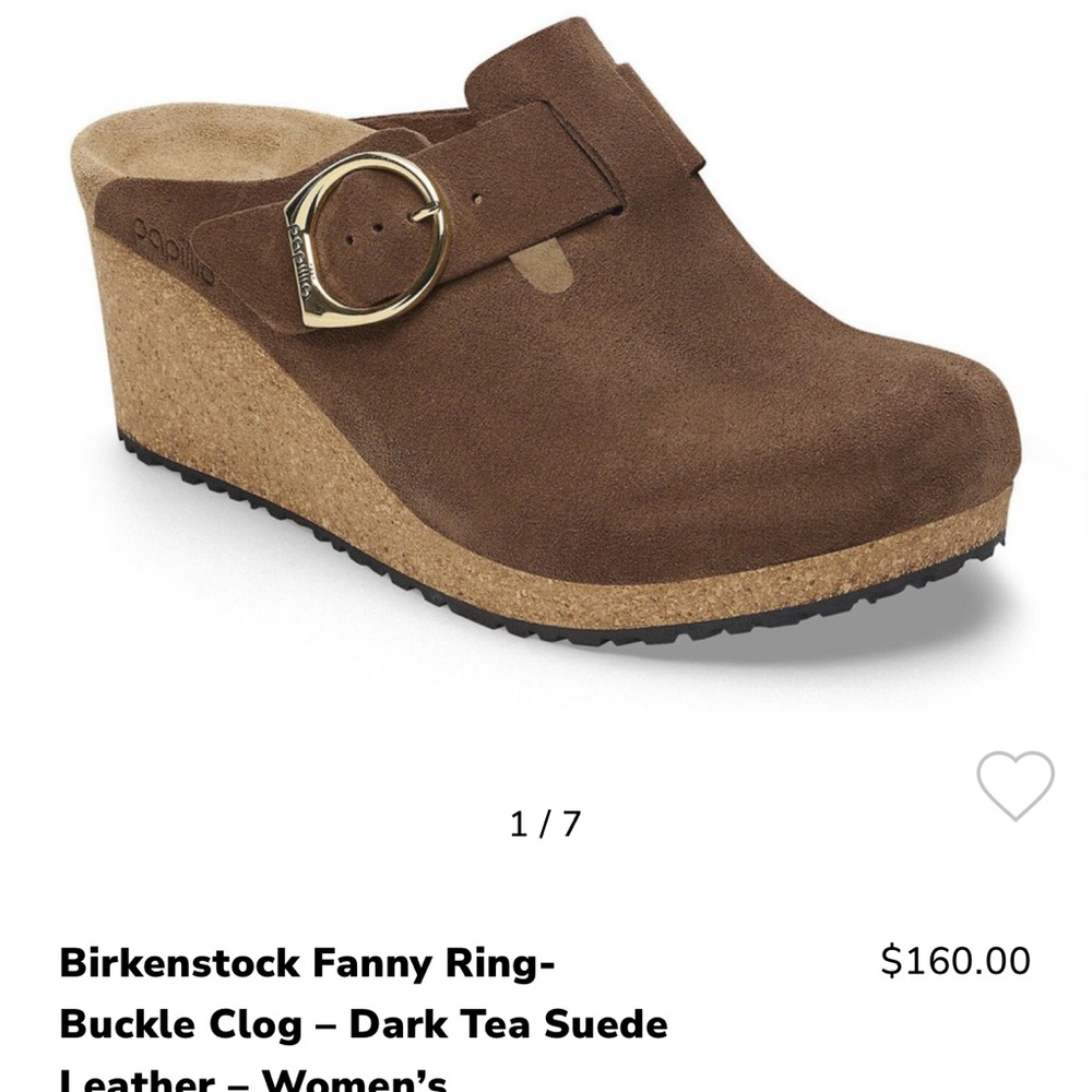 Birkenstock Fanny Ring-Buckle Wedge Clog in Dark Brown Suede